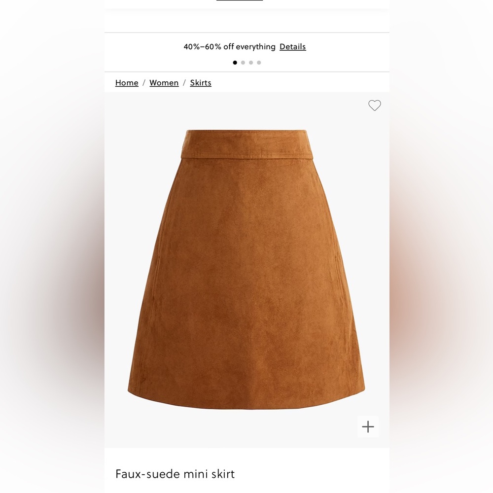 J crew factory faux suede mini skirt